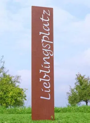 Produktbild von Gartenstele Edelrost "Lieblingsplatz" 120cm,Gartenstecker,Gartendeko,Schild