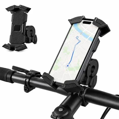 Produktbild von Handyhalterung Fahrrad & Motorrad – mechanische Teleskopklemme (4,7–6,8 Zoll), One-Key Verriegelung, Anti-Rutsch – für Lenker Ø 18–38 mm
