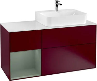 Produktbild von V&B Waschtischunterschrank Abdeckplatte Gl. wh. m Finion 120cm, Reg li Oli. m Lacquer, Peony Matt