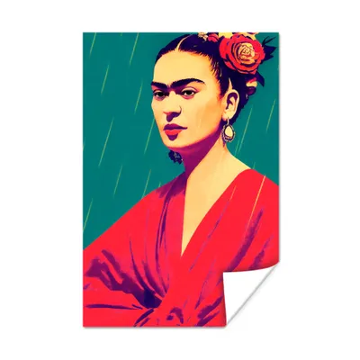 Produktbild von MuchoWow® Poster – Porträt – Frida Kahlo – Frau – Vintage – Rot – 60x90