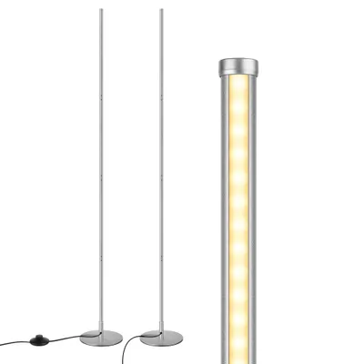 Zdjęcie produktu dla Lampa podłogowa EDISHINE 2 do salonu, lampa podłogowa LED z regulacją jasności, ciepła biel 3000 K z funkcją zapamiętywania ustawień, regulowana wysokość 146 cm, srebrna