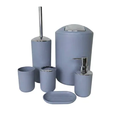 Produktbild von Badset 6-teilig, Badezimmer Zubehörset, Badaccessoires Grau