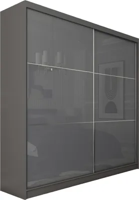 Obrázek produktu pro šatní skříň 200 cm Vena včetně 2 posuvných dveří Šatní skříň s posuvnými dveřmi (barva: grafit, lacobel grafit)