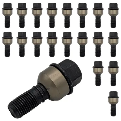 Productafbeelding van 20 wielbouten M14x1.5, 29mm, met kogelkop, 2-delig, zwart, voor Porsche 911 (991), 911 (997), Boxster (981), Boxster (987), Boxster Spyder (981), Boxster