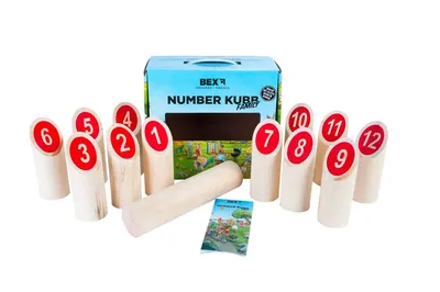 Immagine prodotto di Bex Number Kubb Family of Ash - Il classico gioco per il divertimento della famiglia. Realizzato in legno di betulla di qualità, cattura la magia del divertimento all'aria aperta per tutte le età. Qualità del marchio Bex.