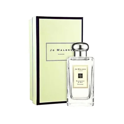 A bottle of Jo Malone Blackberry & Bay Eau de Cologne is displayed next to its packaging.