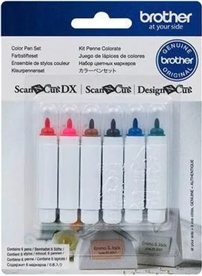 The image shows a retail package of Brother color pens for a cutting plotter.