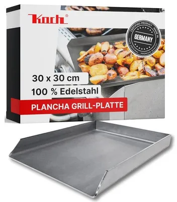 Produktbild von KOCH #54 massive Edelstahl PLANCHA 30 x 30 cm Steak- Burger- GRILLPLATTE 3,6 KG
