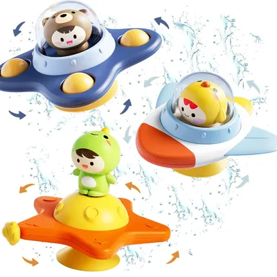Image de 3 jouets tournants à ventouse - Jeux pour la salle de bain et les fenêtres