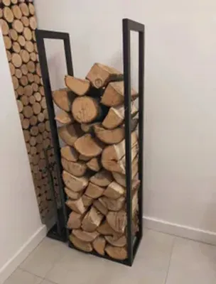 Produktbild von Kaminholzregal Schwarz Kaminholzständer Feuerholzkorb Metall Kamin Holzlege Brennholzkorb; 40x24x120 cm