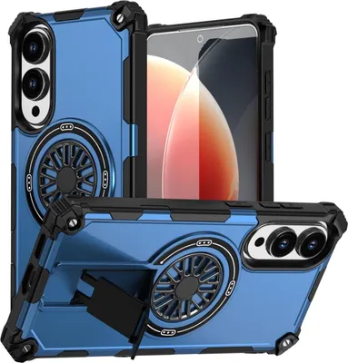 Obrázek produktu pro Pro Samsung Galaxy S25 Edge Kickstand MagSafe Hybrid Metal Ring Case Blue