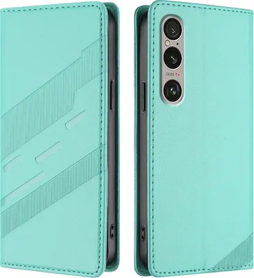 Produktbild von Hülle für Sony Xperia 1 VI, Kunstleder Brieftaschen Handyhülle mit Kartenfach und Standfunktion Türkis