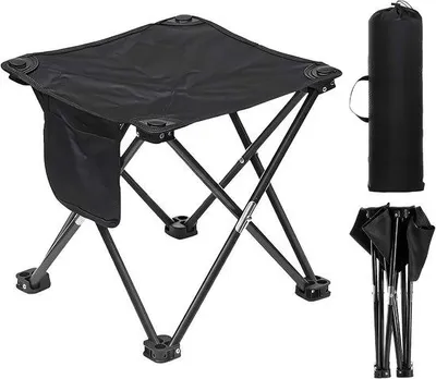 Produktbild von Campinghocker, tragbarer Klapphocker, kleiner Fischhocker mit Seitentaschen, Campinghocker, faltbarer Fußhocker, Outdoor, faltbar