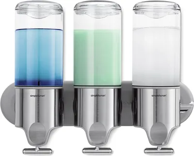 Produktbild von simplehuman Dreifachspender mit Wandhalterung, Edelstahl - 444ml - 6,8x6,8x46,2 cm; BT1029
