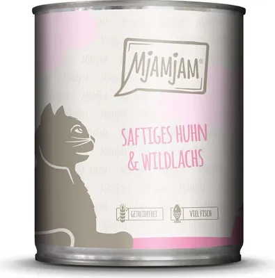 Produktbild von MjAMjAM Saftiges Huhn und Wildlachs, Adult, jede Rasse, Huhn, Lachs, 800 g, Getreidefrei