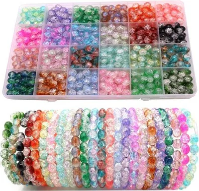 Produktbild von Famanu Glaskugeln 8 mm Set 600 Stück – Runde Perlen – Für Armbänder und Ketten