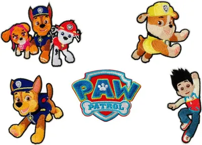 Produktbild von Paw Patrol © Set 5 Stück Chase Marshall Skye - Aufnäher, Bügelbild, Aufbügler, Applikationen, Patches, Flicken, Zum Aufbügeln
