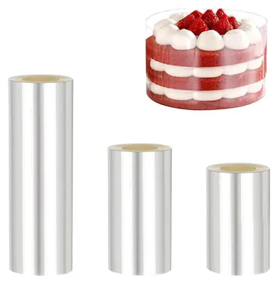 Tortenrandfolie 3 Rollen, 8/10/15 cm x 10 m, transparent