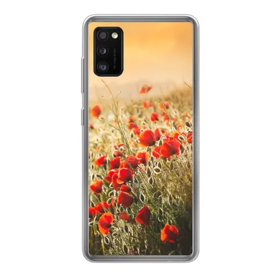 Produktbild von MuchoWow® Handyhülle Schutzhülle Hülle für Samsung Galaxy A41 Sonnenstrahlen über einem Mohnblumenstrauß Silikon Softcase Handy Hülle - Mobiltelefon