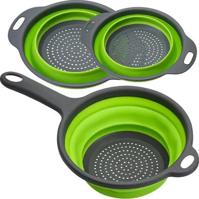 Immagine prodotto di Grüne Silikon Siebset 3-teilig, für Obst, Gemüse, Pasta
