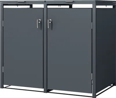 Produktbild von ML-Design box na odpadky 2er na 2 koše, 240 l, 132x80x116,3 cm, antracitová farba, oceľ, odolný voči poveternostným vplyvom/uzamykateľný