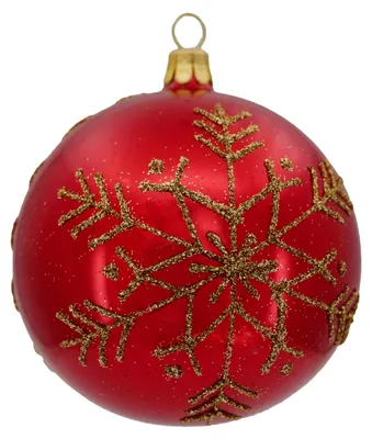 Weihnachtsbaumkugeln 6er-Set Ø 8 cm rot-gold mundgeblasen