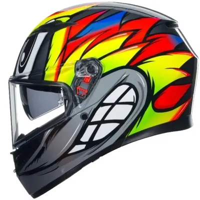 Obrázek produktu pro Motocyklová helma,  ECE 22.06, integrovaná sluneční clona, barva: šedá/žlutá/červená, velikost M