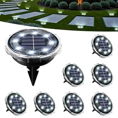 Zdjęcie produktu dla Lampy solarne ogrodowe LED 8 sztuk IP65 do ogrodu taras ścieżka