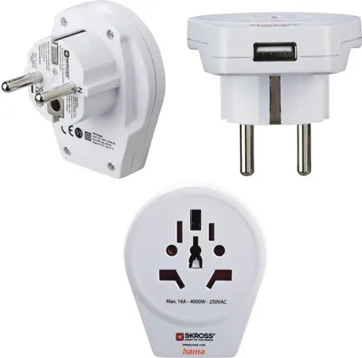 Obrázok produktu pre Napájací adaptér USB zo sveta do Európy Hama univerzálny biely