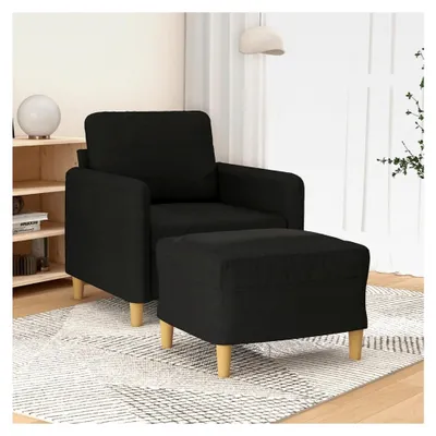 Produktbild von Sessel mit Hocker Schwarz 60 cm Stoff