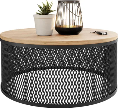 Produktbild von MIRJAN24 Couchtisch Korlew, Sofatisch, Beine aus Stahl, Modern, Kaffeetisch, Wohnzimmertisch (Farbe: Schwarz / Eiche Craft Gold)