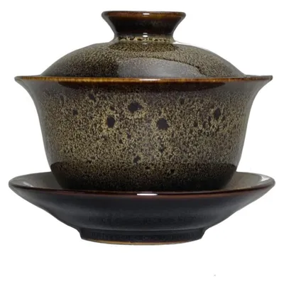 Produktbild von Gaiwan Teetasse Set 158 ml braun Keramik Sancai-Deckel chinesisches Kung Fu Tee-Set