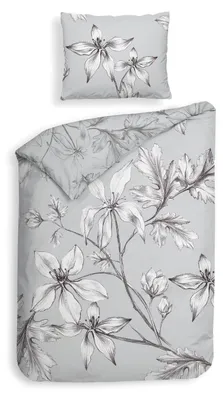 Produktbild von Heckettlane Ketill Bettbezug - 135x200 cm – Baumwoll-Satin – Hochwertige Bettwäsche mit motiv – Weich - Atmungsaktiv und Hautfreundlich – inkl. 80x80 cm Kissenbezug – Grau