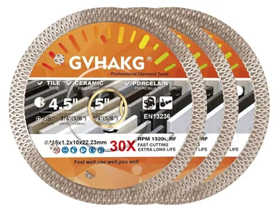 Productafbeelding van Diamantzaagschijf 115 mm, extra dun, voor tegels, graniet, marmer, 3 stuks