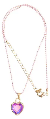 Image de Collier boutique couleur lilas avec pendentif en forme de cœur coloré