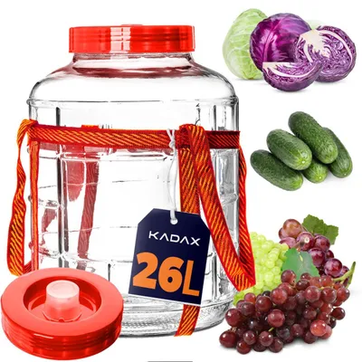 Image de KADAX Bouteille de fermentation "Fenis", Bouteille de verre avec couvercle en plastique, Bouteille de vin, Bouteille de fermentation en verre, bouteilles, 26L