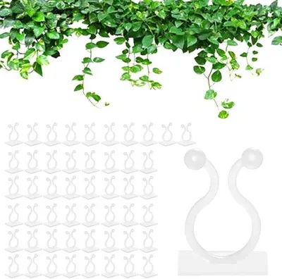 Produktbild von Unsichtbare Pflanzklips | 50 Stück | Selbstklebende Fixierung | Pflanzhaken | Weiß | Wandbefestigung