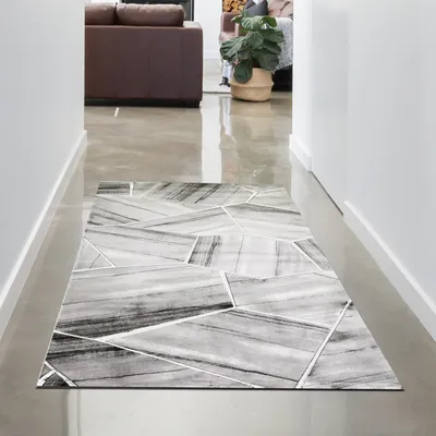 Obrázek produktu pro Koberec moderní obývací pokoj koberec geometrický vzor šedý velikost - 60x110 cm