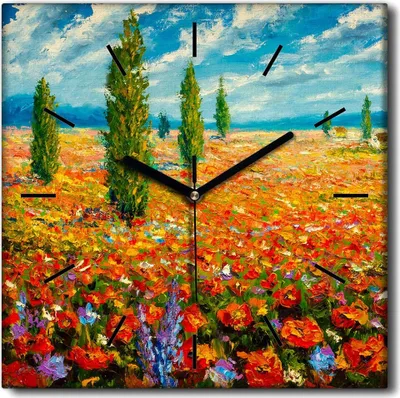 Produktbild von Coloray Uhr auf Leinwand 30x30 cm Wand Uhr Dekoration Wohnzimmer Segeltuch schwarze Hände -Natur Claude Monet.
