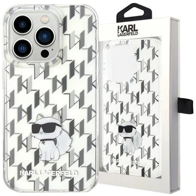 Produktbild von Karl Lagerfeld Monogram Choupette Hülle für iPhone 15 Pro  transparent Handyhülle