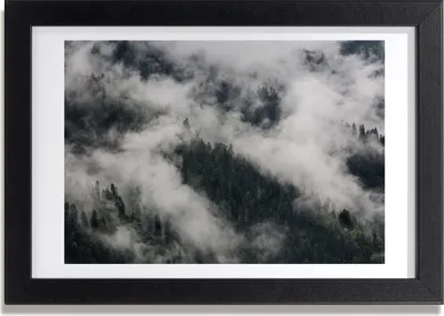 Produktbild von Bild 30x20 MDF-Rahmen, Wandkunst den Wald Nebel über