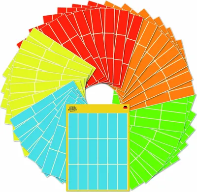 Produktbild von Avery Zweckform 51047, Farbige Etiketten, 50 x 19 mm, 540 Etiketten / 30 Bögen, Blau, Gelb, neongrün, neonorange, neonrot