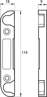 Image de Gâche centrale encastrable réversible pour porte d'entrée bois, 114x18x9mm, Decena, 0-2545-00-1 - FERCO by THIRARD