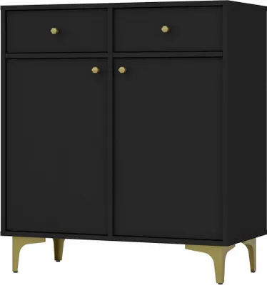 Produktbild von Masseno Kommode TORINO 84 cm Sideboard mit 2 Schubladen und 2 Türen für Wohnzimmer Schlafzimmer Modern 84x41x94 cm Graphitfarben / Graphitfarben
