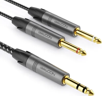 Produktbild von deleyCON 3,0m 6,3mm Klinke Stereo auf 2x 6,3mm Klinke Mono Kabel - Insertkabel Y Audiokabel Splitter Digital Interface Instrument Kabel für Mixer, Audio Recorder, Gitarre, Verstärker, Mikrofon