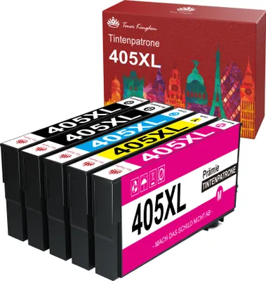 Produktbild von 5pk für Epson 405XL kompatible Druckerpatronen als Ersatz für Epson 405 Workforce Pro WF-4830DTWF WF-4825 DTWF WF-3820 DTWF WF-3825 DTWF