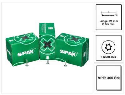 Zdjęcie produktu dla SPAX® 0151010350253 SPAX® Rückwandschrauben T20 Flachkopf WIROX 0151010350253 3,5 mm x 25 mm, 300 St.