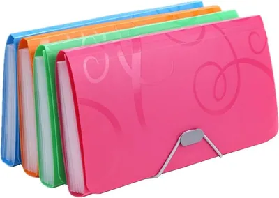 Obrázek produktu pro Složka na dokumenty, 13 přihrádek, dokumenty formátu A6 s rejstříky a gumovým uzávěrem, obchodní organizér na účtenky, šeky, karty – (4 barvy) (4 kusy)