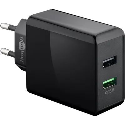 Produktbild von Dual-USB Schnellladegerät USB/QC3.0 28W (schwarz)