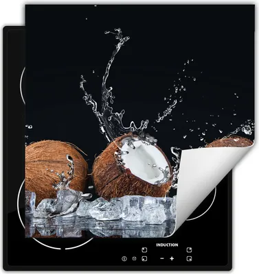 Produktbild von DarHaus Herdabdeckplatte 60x52 cm Anti Rutsch Matte Aufrollbar, schwarz - Eis - Obst